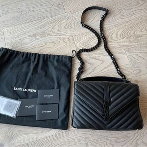 SAINT LAURENT College Medium Monogram YSL Bag - Black Hardware
